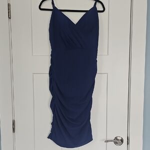 Navy Spaghetti-Strap Sheath Dress